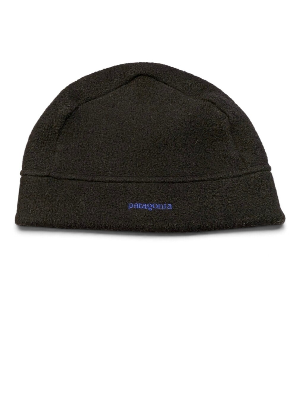 PATAGONIA Fleece Black Beanie Hat Blue Logo Fall Winter Classic